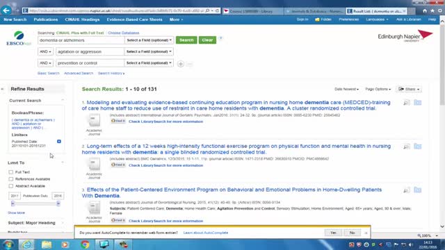 Finding Evidence using CINAHL